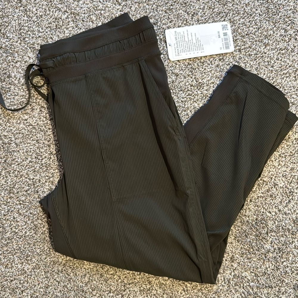 Lululemon Dance Studio Mid Rise Crop Pants as 10 Dark Olive